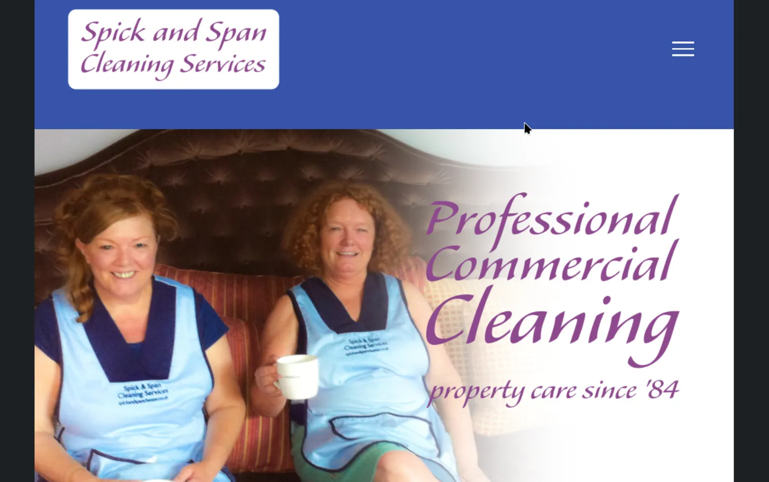 Spick and Span website before the rebuild